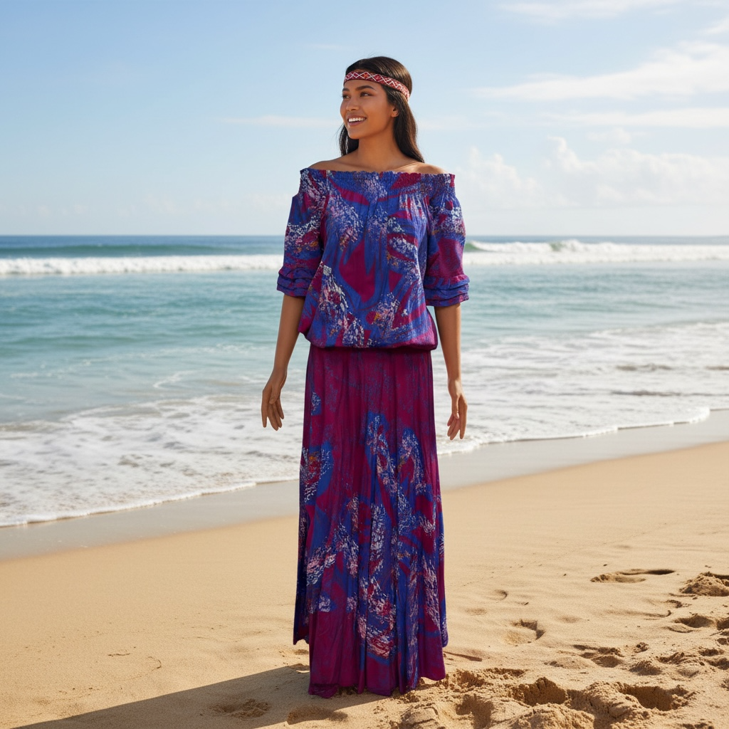 (Size 12) Hand-Painted Waist-band Dress