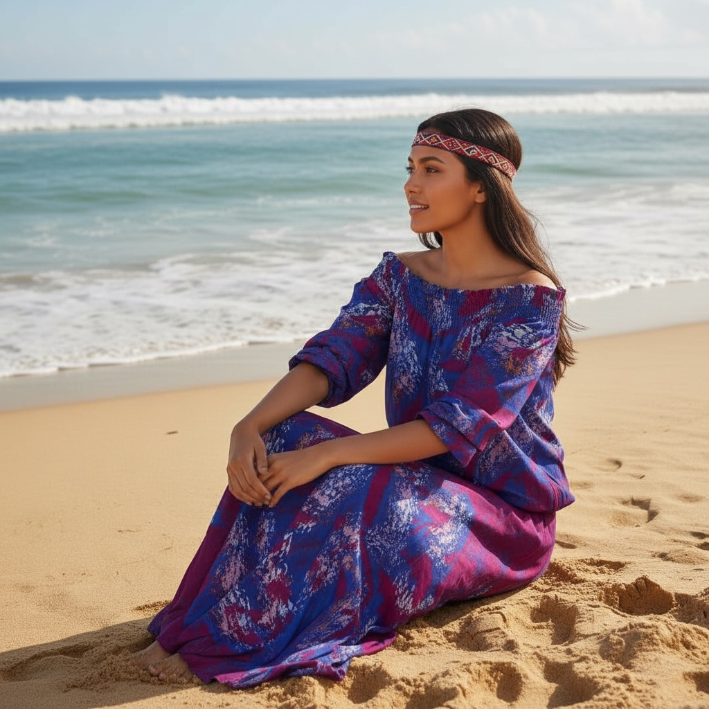 (Size 12) Hand-Painted Waist-band Dress