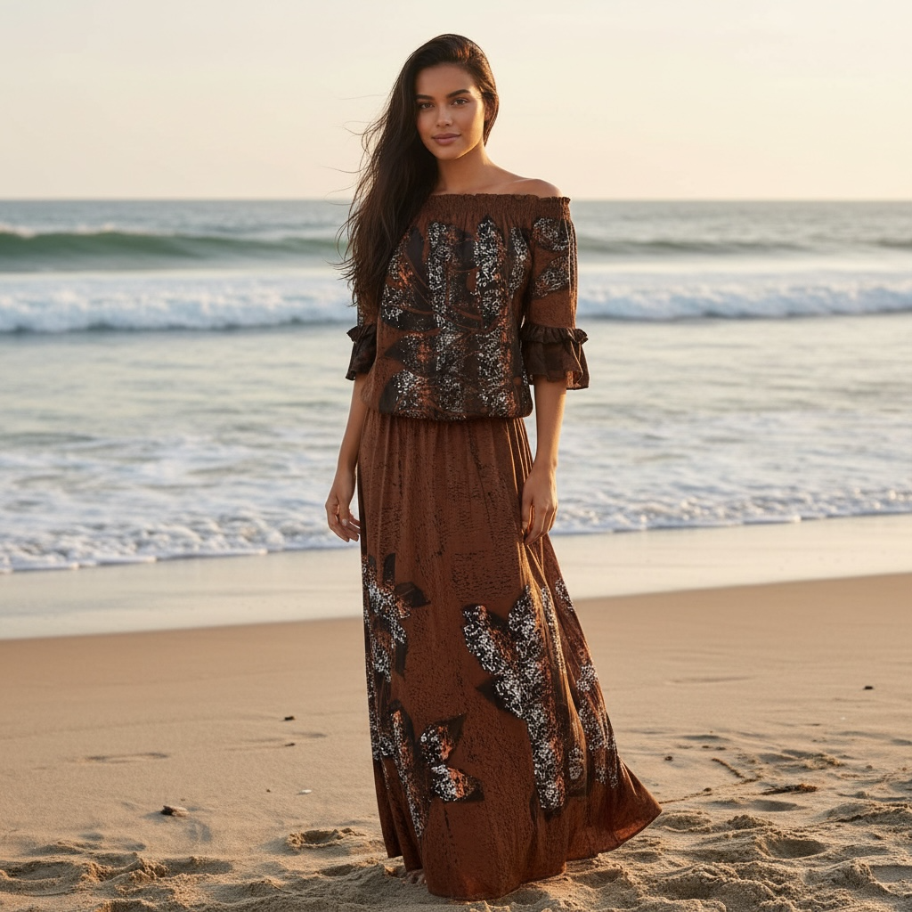 (Size 16) Hand-Painted Waist-band Dress