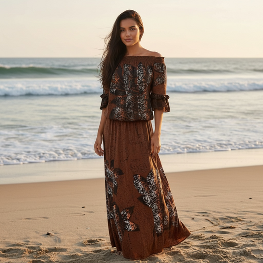 (Size 16) Hand-Painted Waist-band Dress