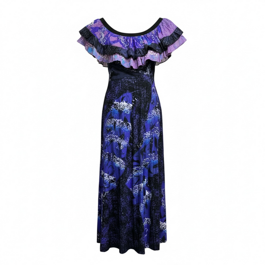 Hand-Painted Frilled-Neck Dress