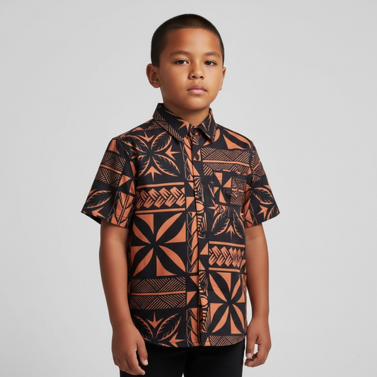 Black- Peach Boy’s Shirt