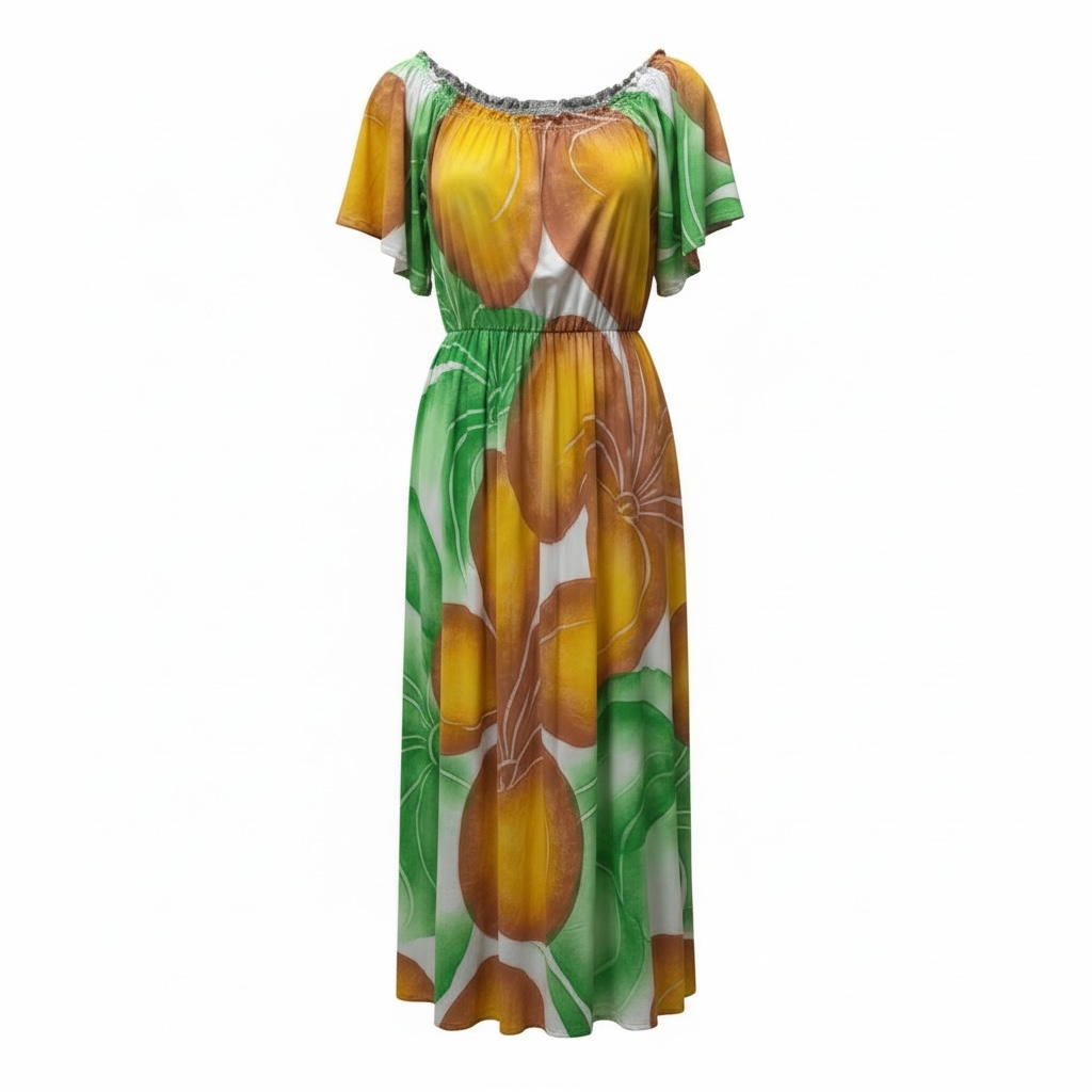 (Size 22) Hand-painted Petal Sleeves Dress