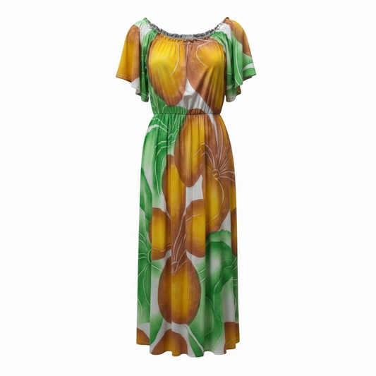 (Size 22) Hand-painted Petal Sleeves Dress