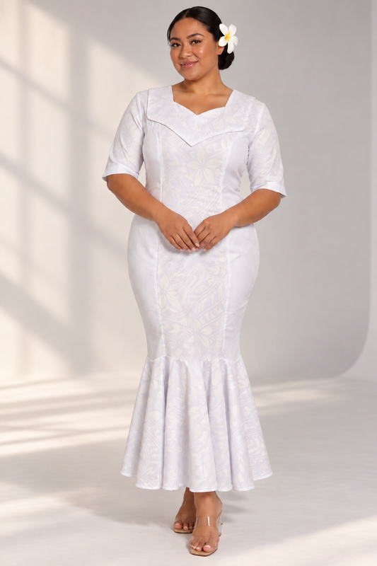 White-on-White Sweetheart Mermaid Dress