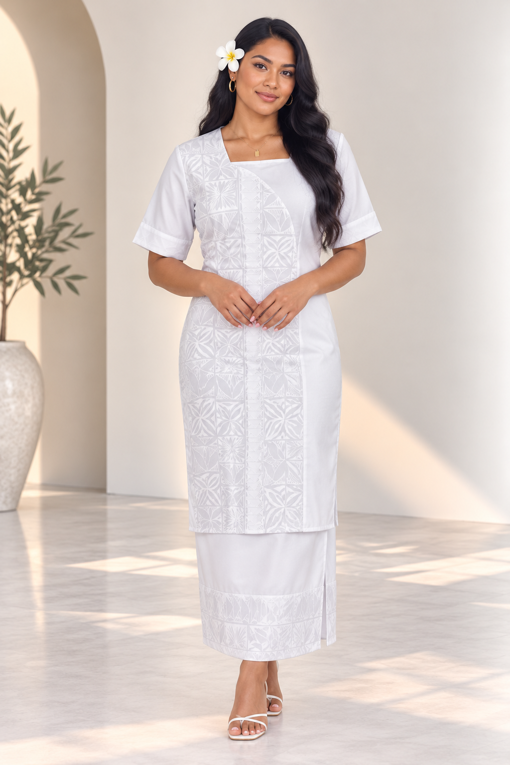 White-on-White Women’s Puletasi