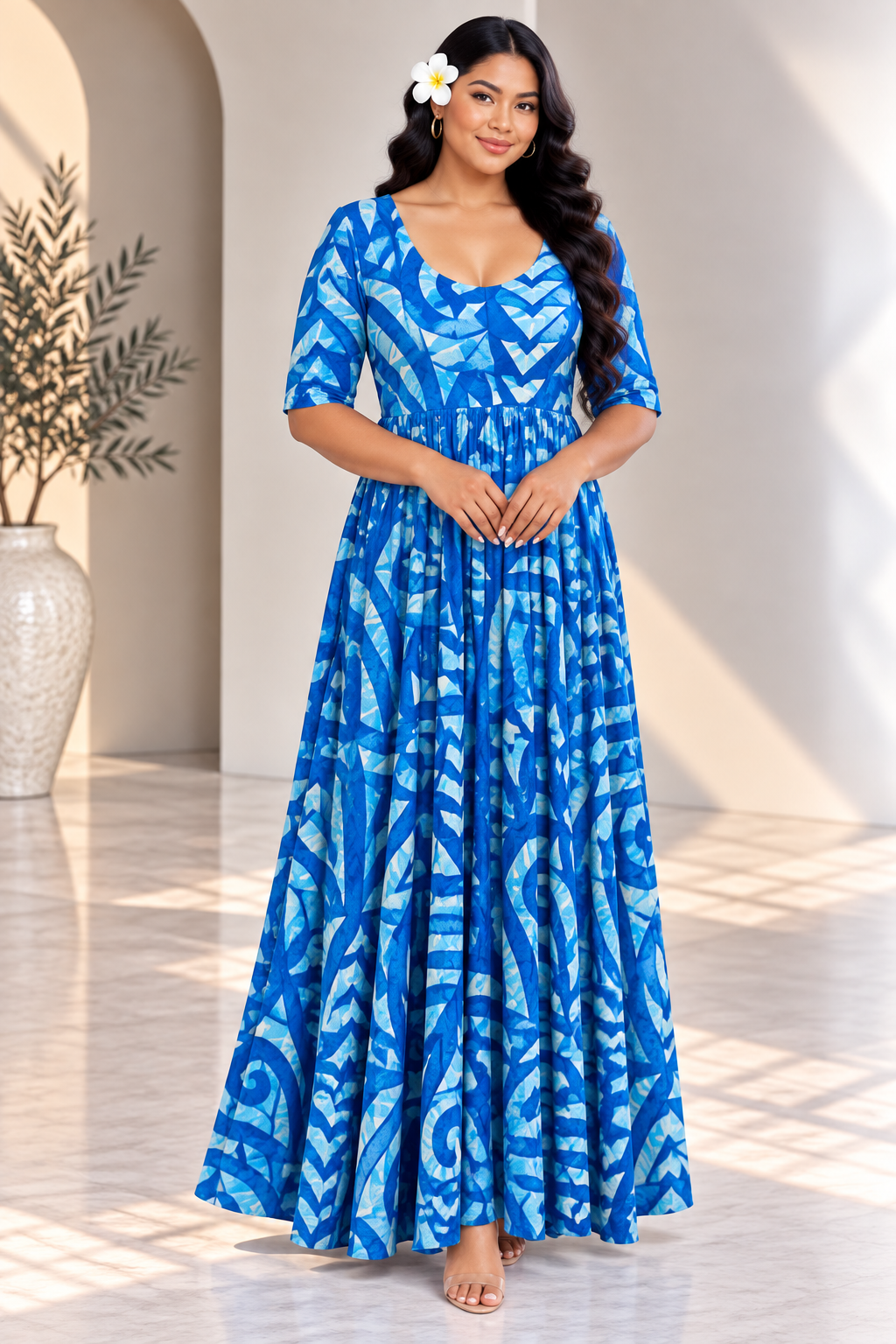 (Size 16) Hand-Painted A-Line Dress