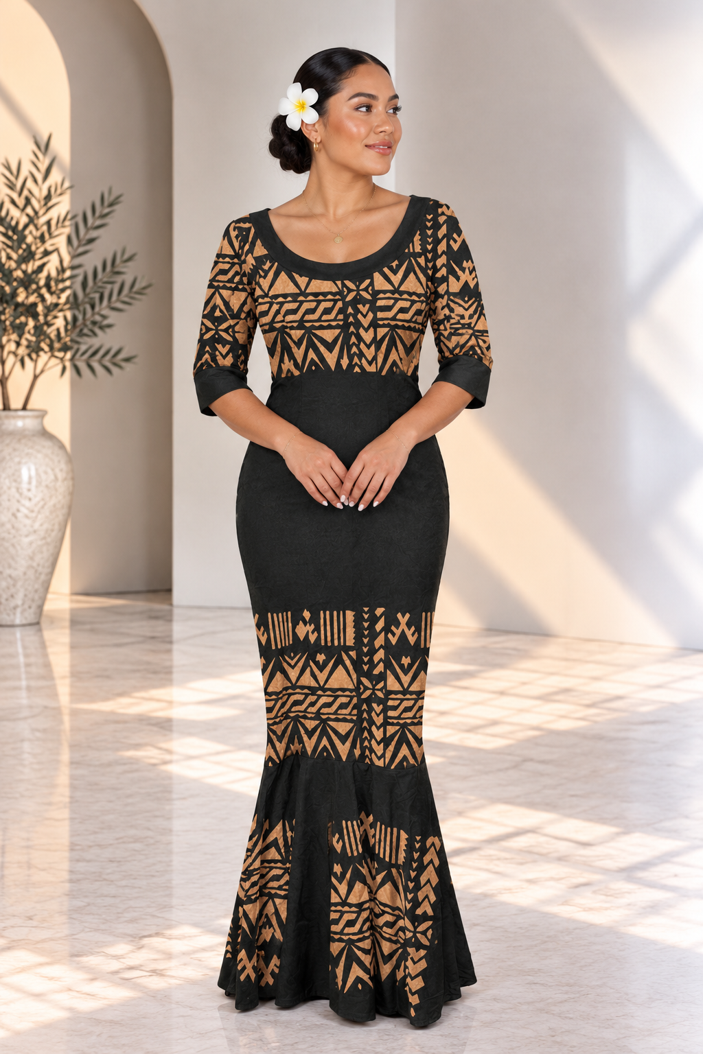 Hand-Painted Black Mermaid Dress (Size 12)