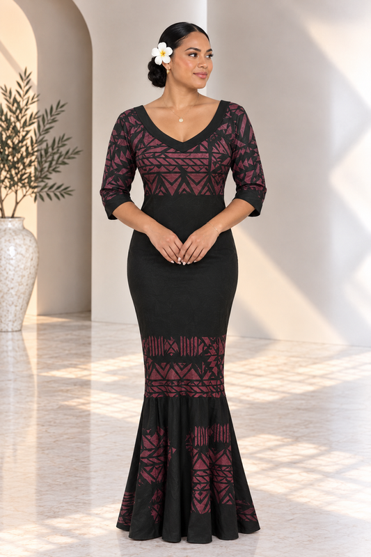 Hand-Painted Black Mermaid Dress (Size 12)