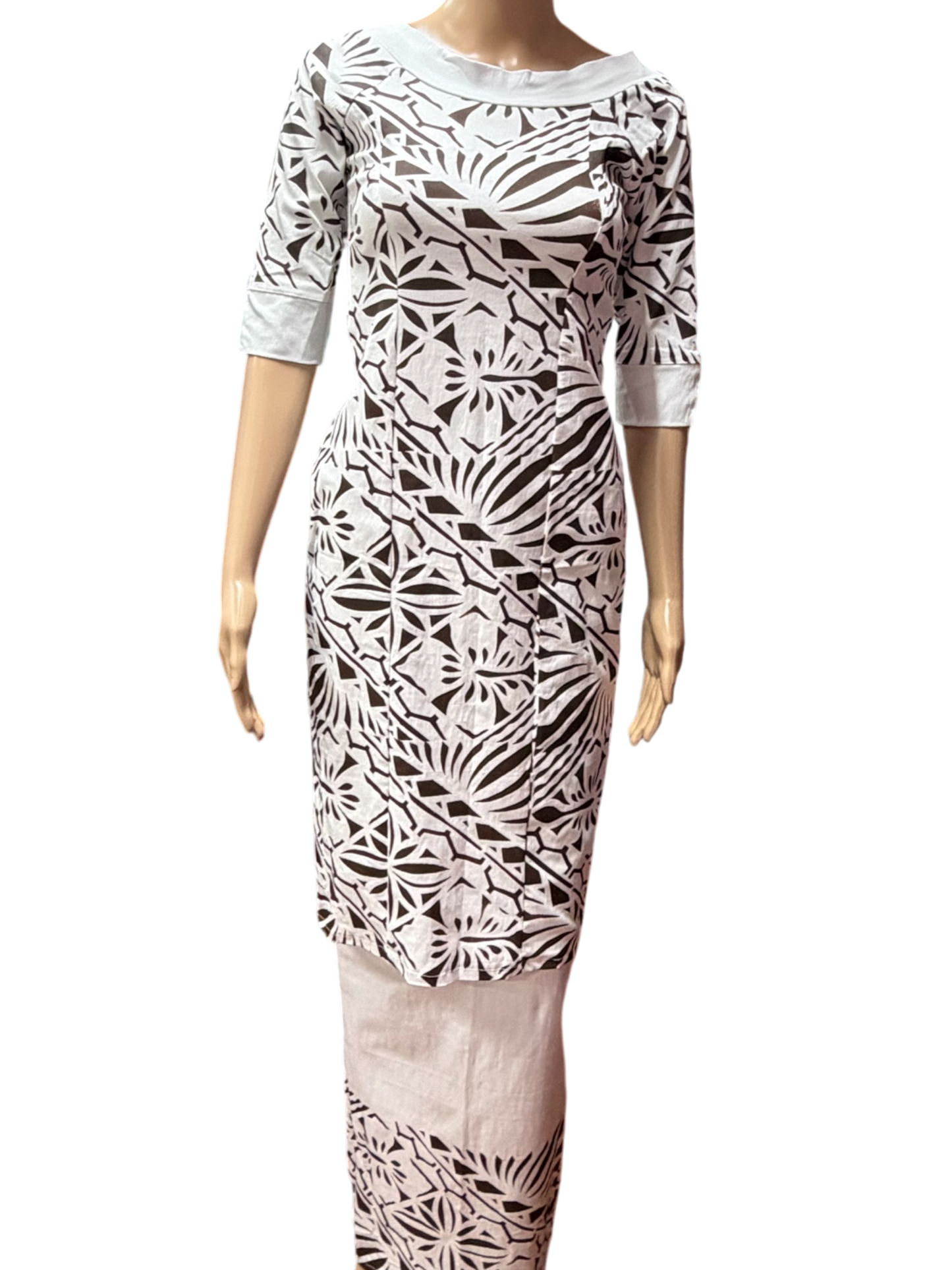 (Size 10) Hand-Painted White Puletasi