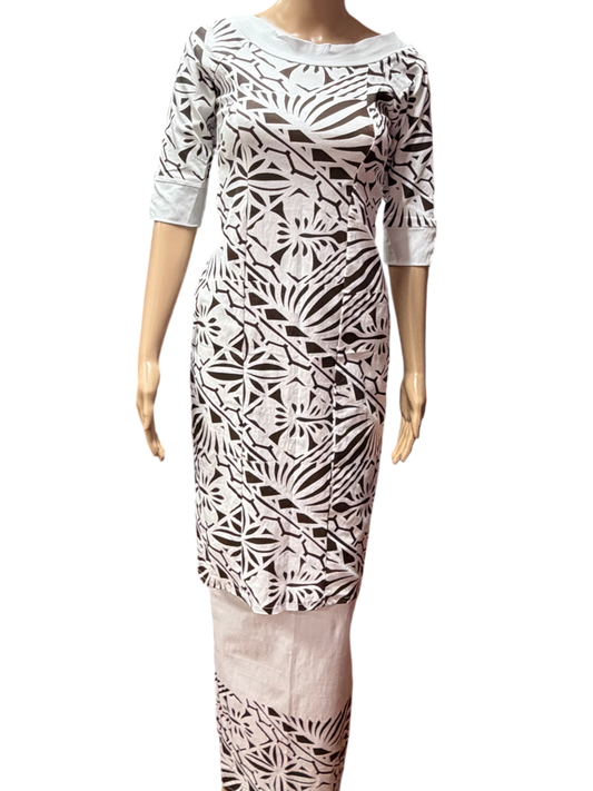 (Size 10) Hand-Painted White Puletasi