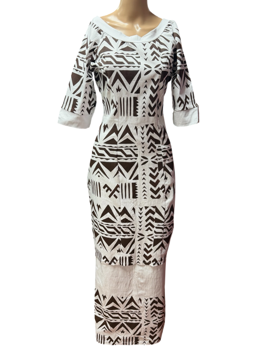 (Size 14) Hand-Painted White Puletasi