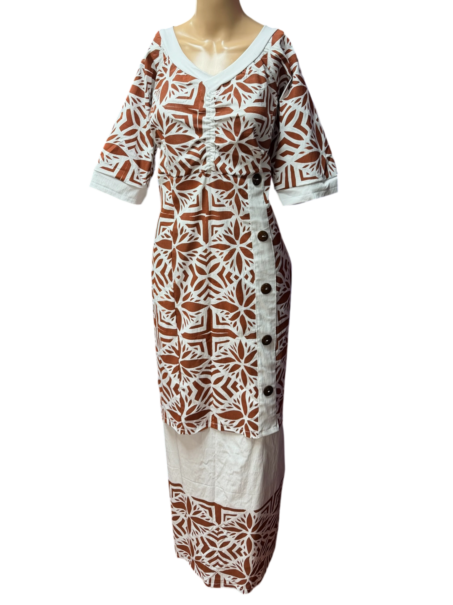 (Size 20) Hand-Painted White Puletasi