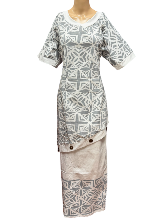 (Size 20) Hand-Painted White Puletasi