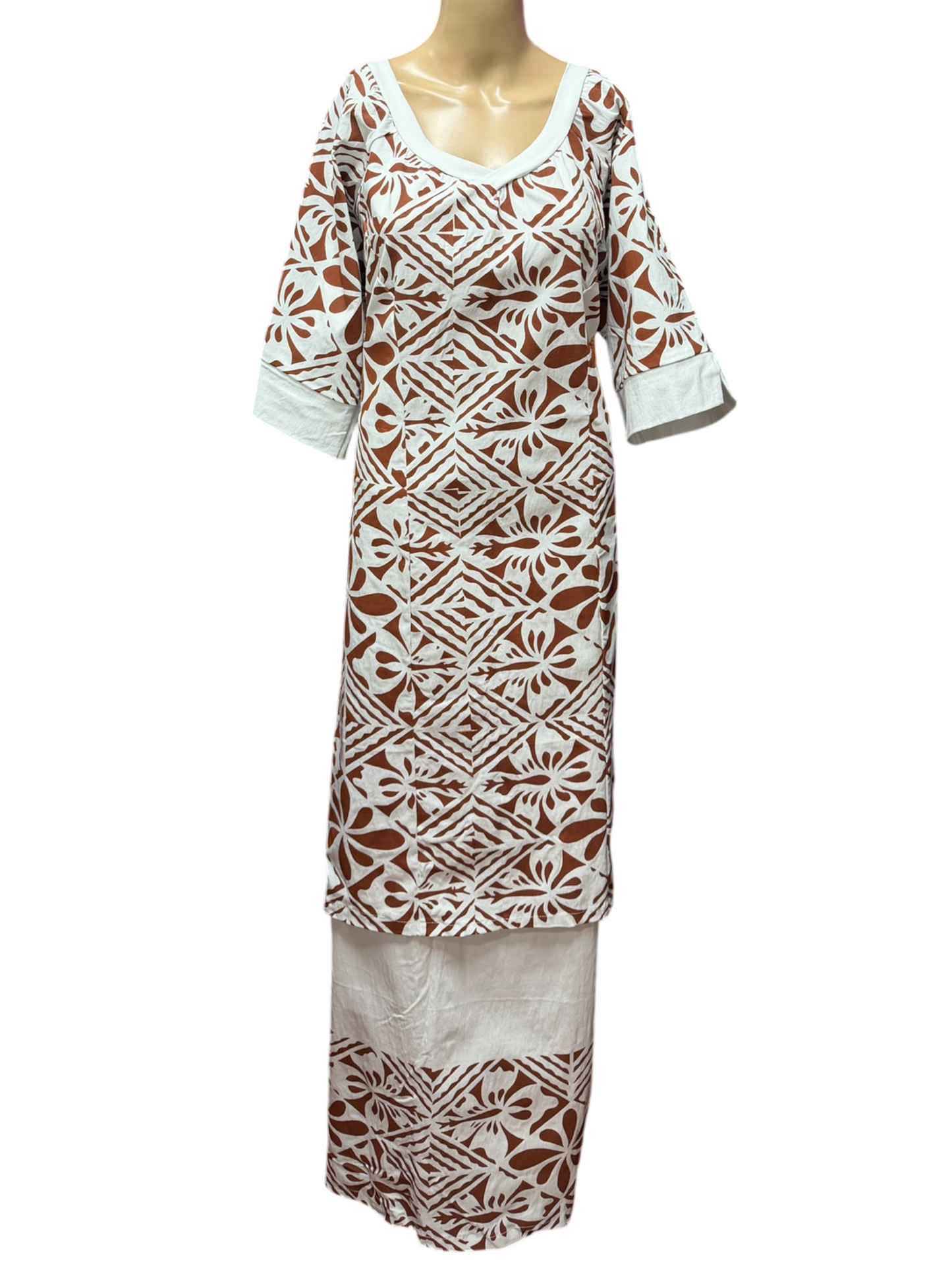 (Size 22) Hand-Painted White Puletasi