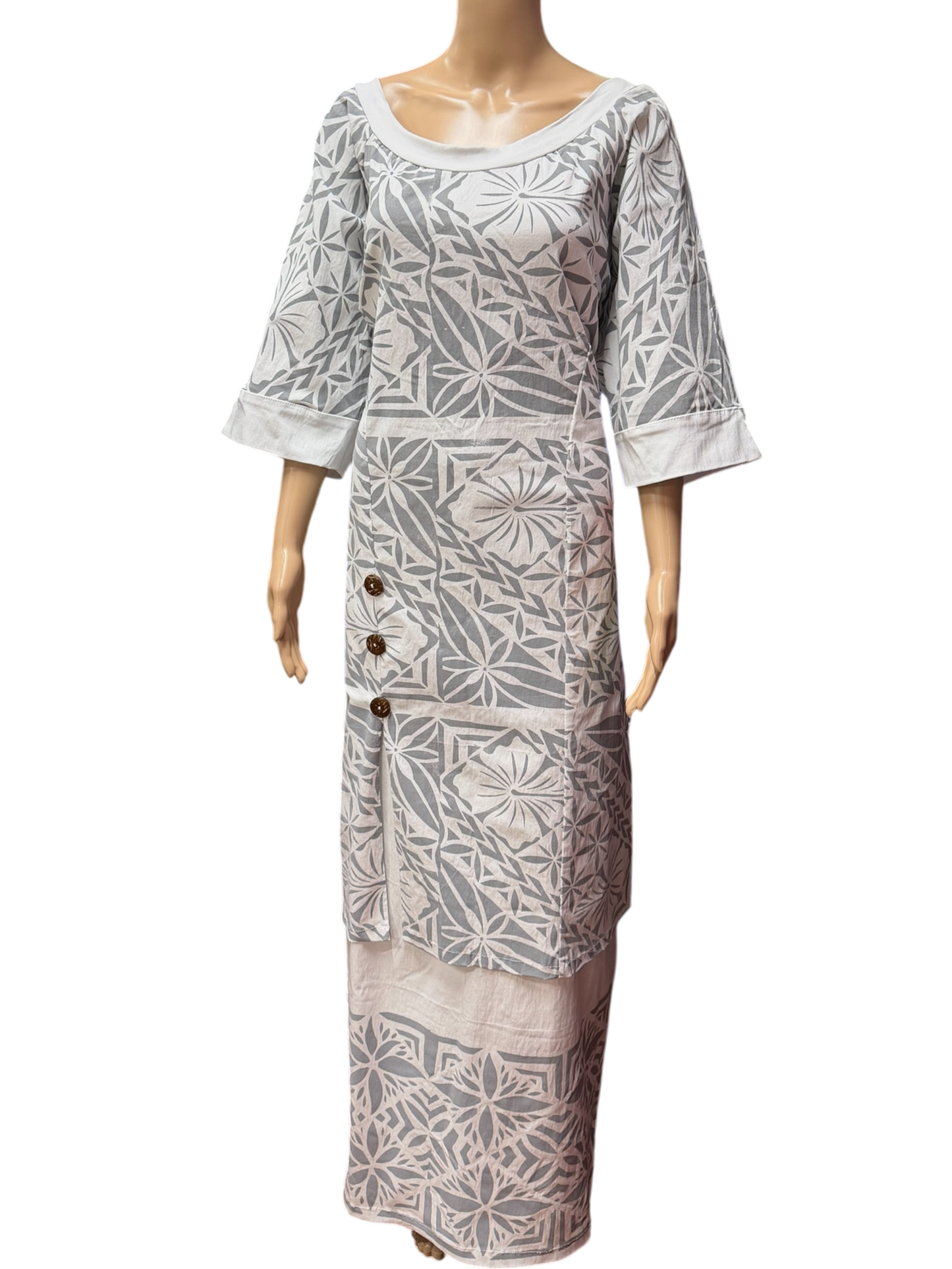(Size 24) Hand-Painted White Puletasi
