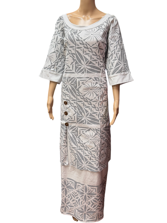 (Size 24) Hand-Painted White Puletasi