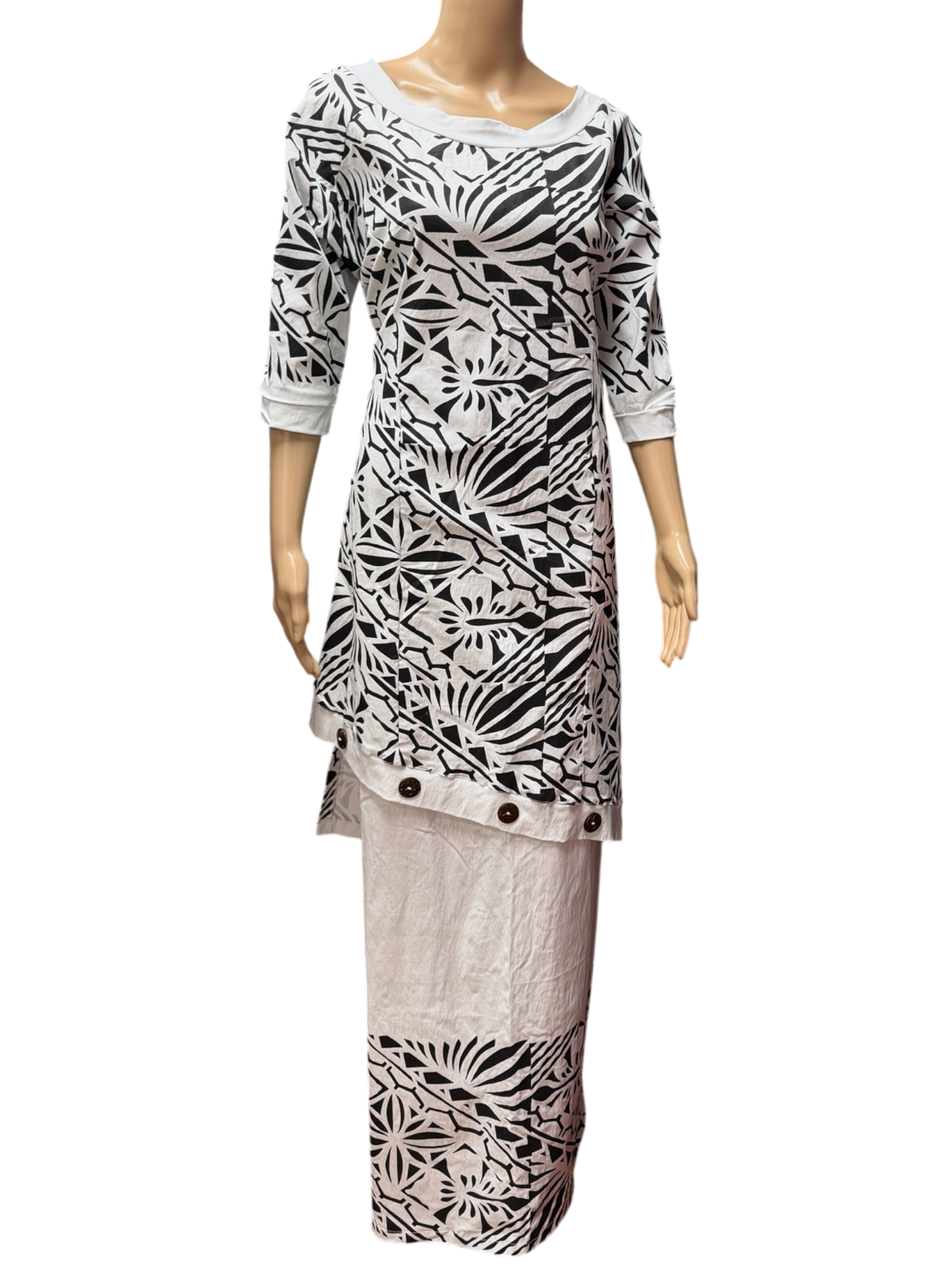 (Size 24) Hand-Painted White Puletasi