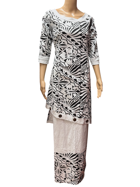 (Size 24) Hand-Painted White Puletasi