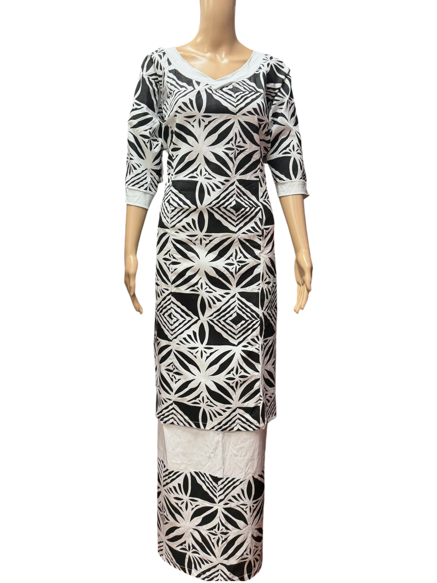 (Size 24) Hand-Painted White Puletasi