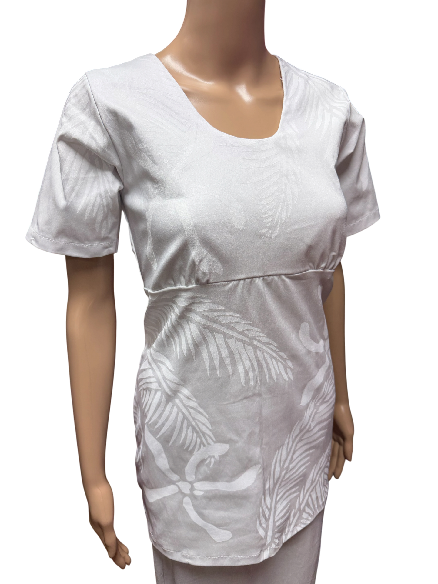 (Size 10) Hand-Painted White Puletasi