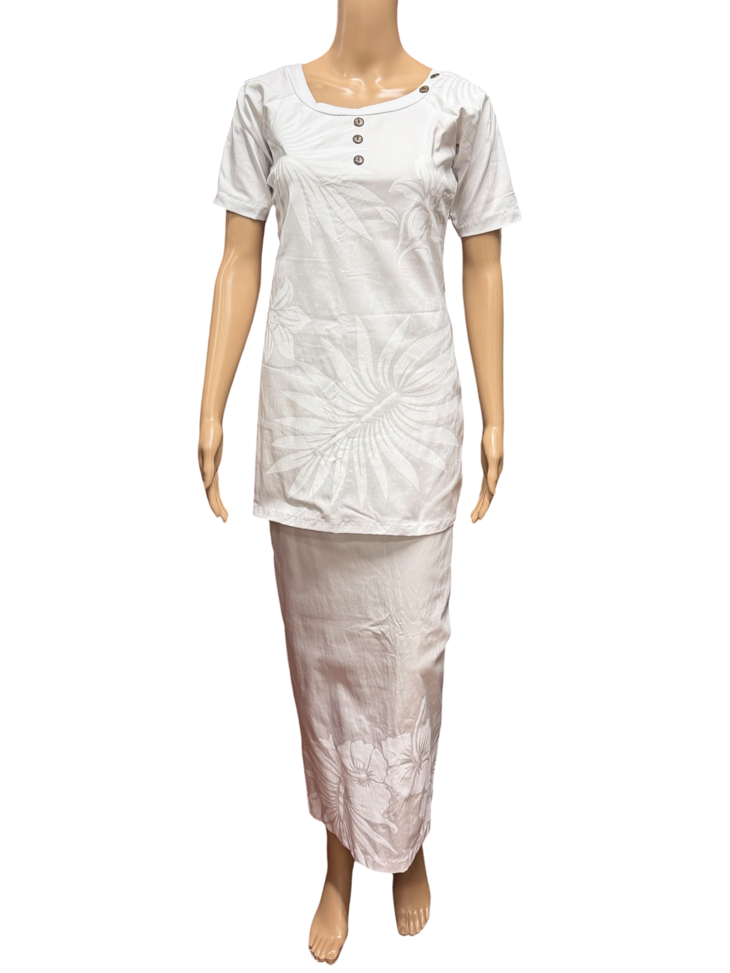 (Size 10) Hand-Painted White Puletasi