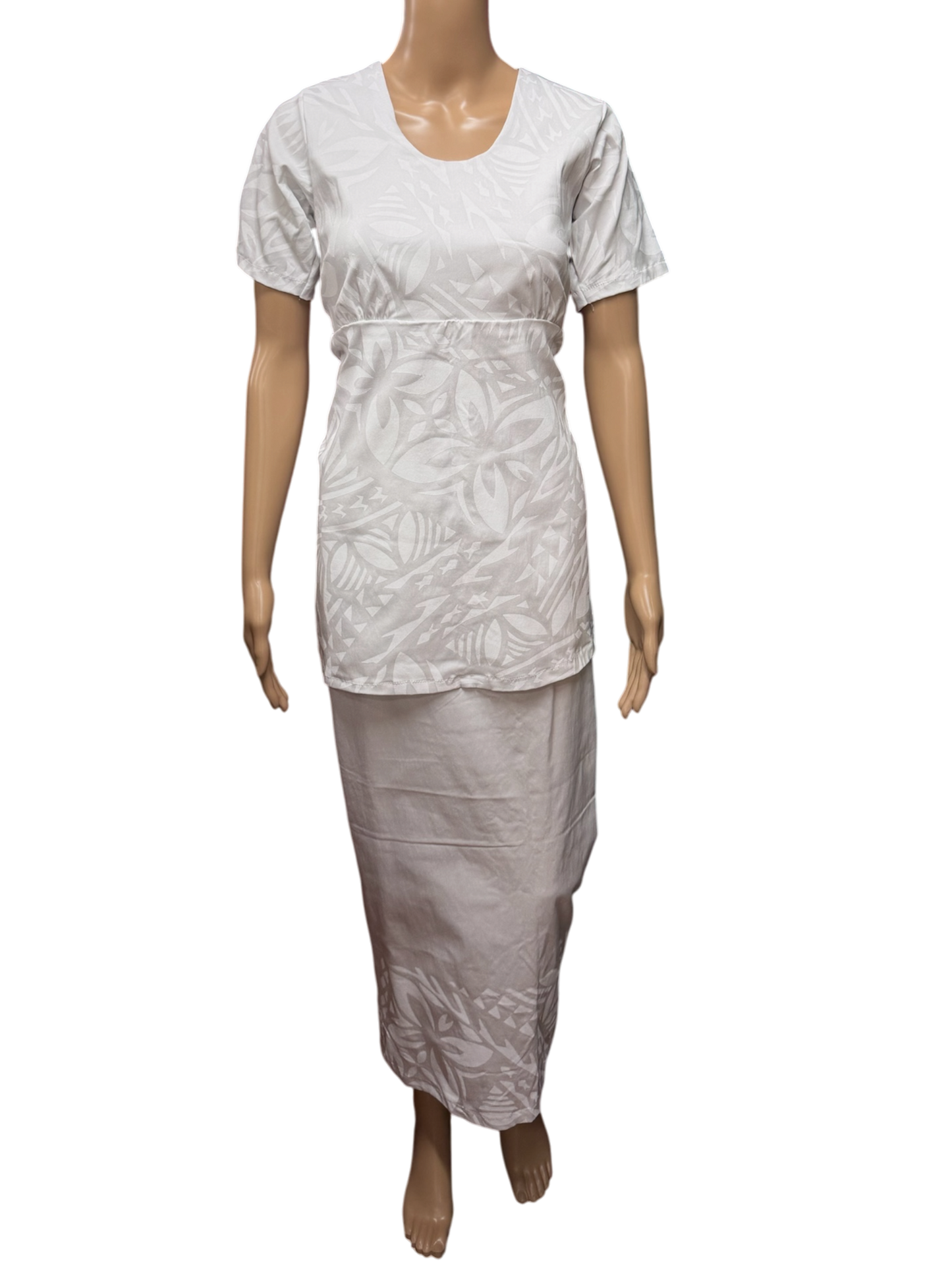 (Size 12) Hand-Painted White Puletasi