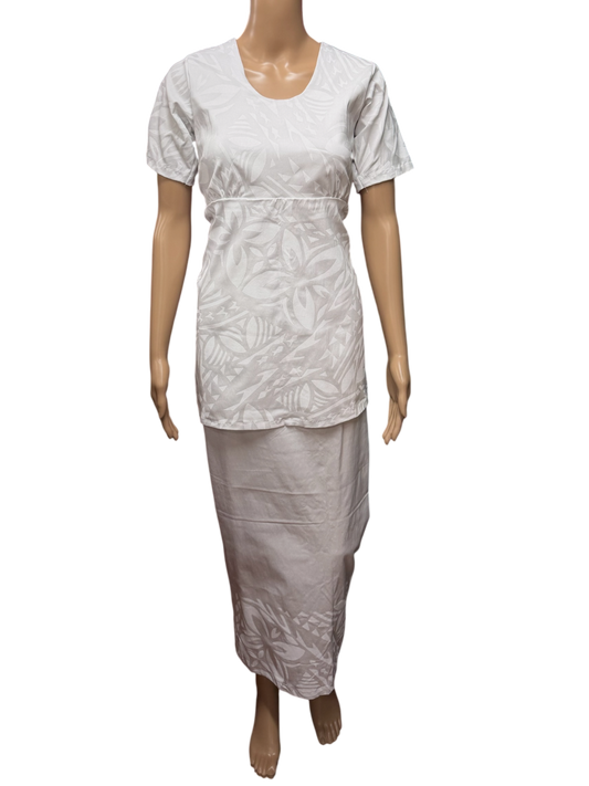 (Size 12) Hand-Painted White Puletasi