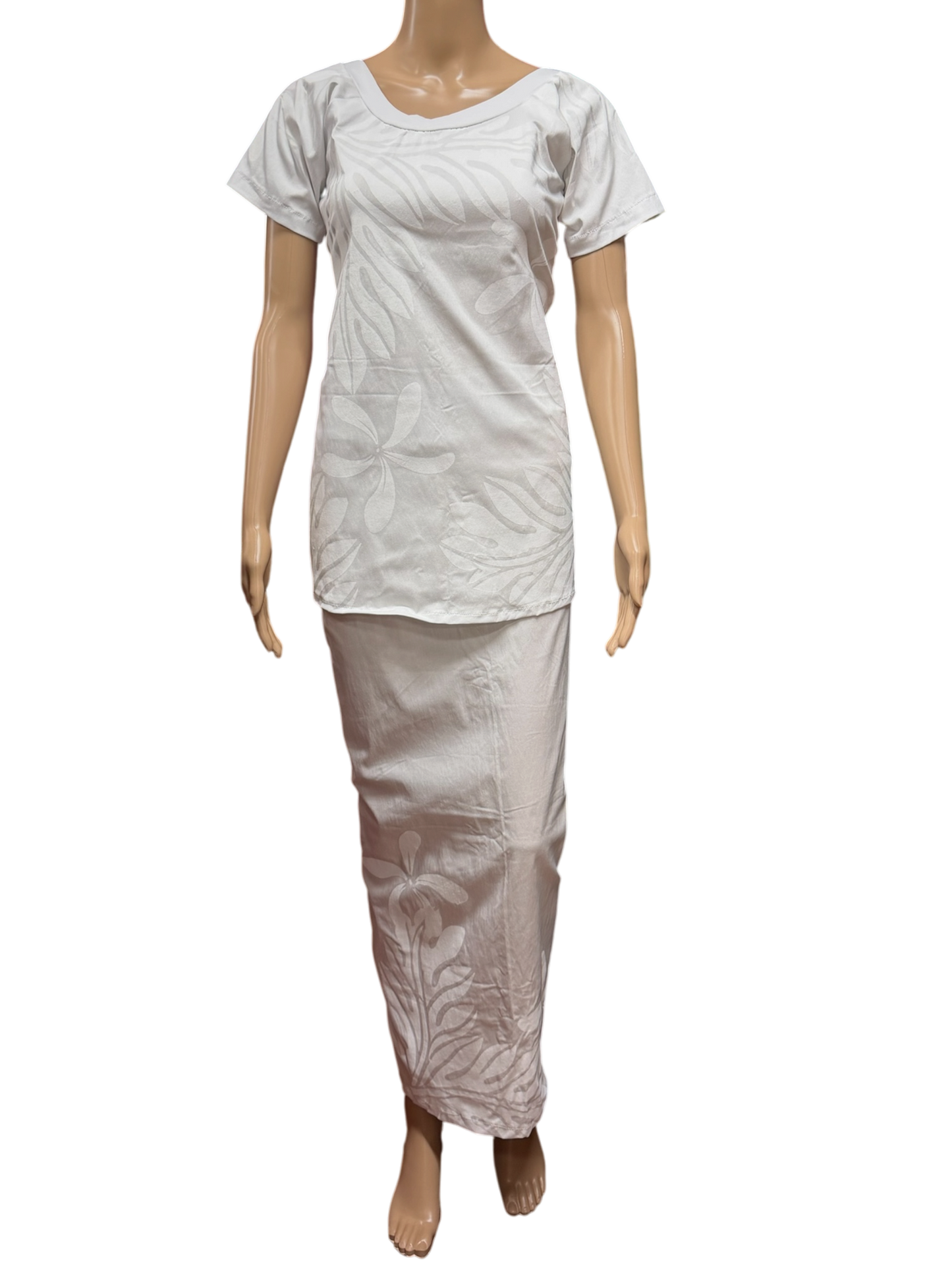 (Size 12) Hand-Painted White Puletasi