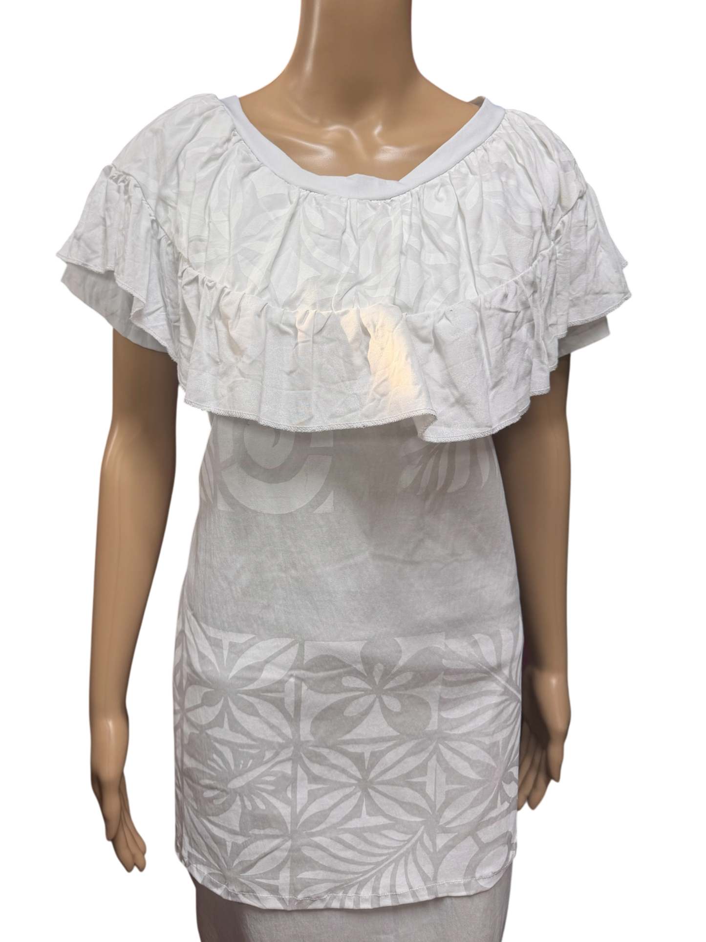 (Size 12) Hand-Painted White Puletasi