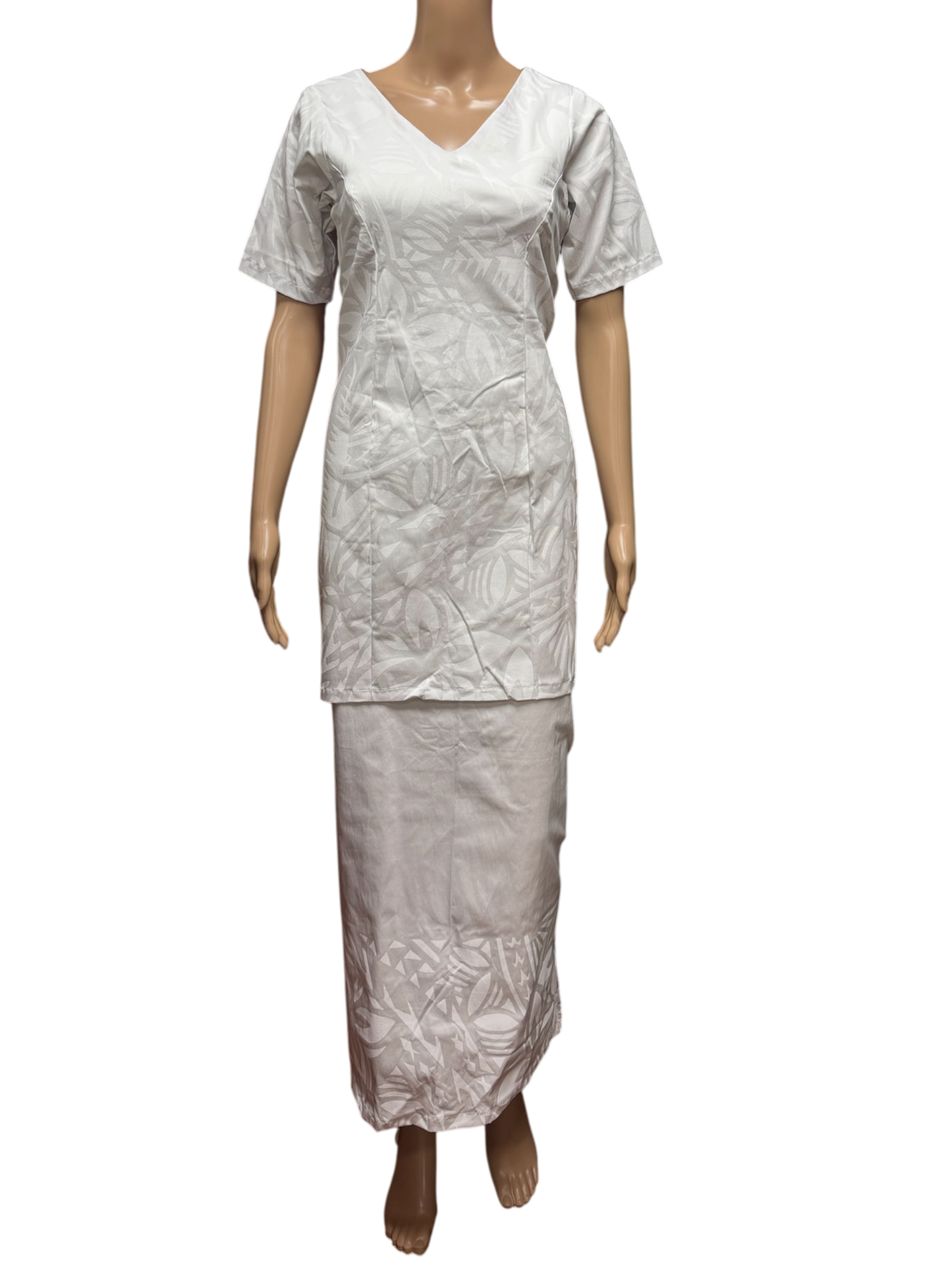 (Size 14) Hand-Painted White Puletasi