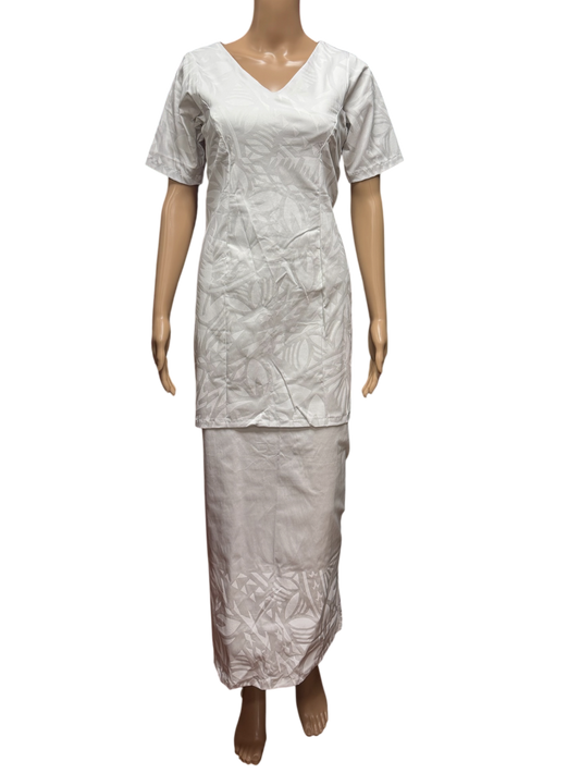 (Size 14) Hand-Painted White Puletasi