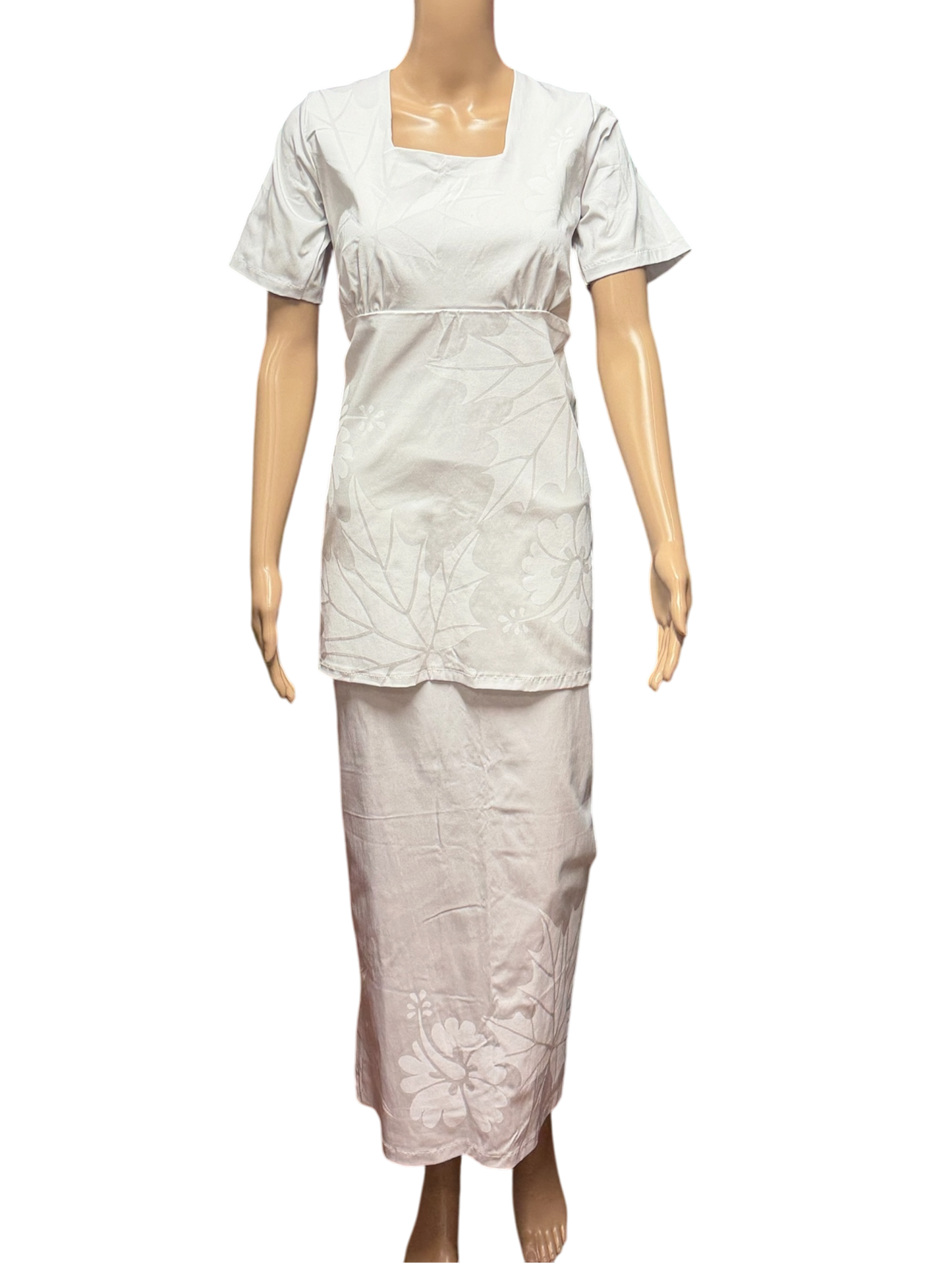 (Size 14) Hand-Painted White Puletasi