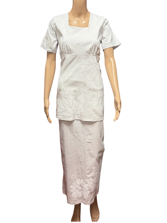(Size 14) Hand-Painted White Puletasi